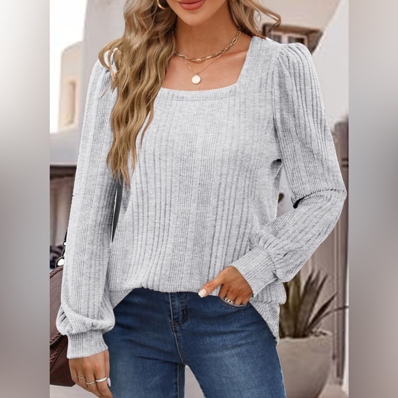 Chic Square Neck Long Sleeve Top - Picture 1 of 4